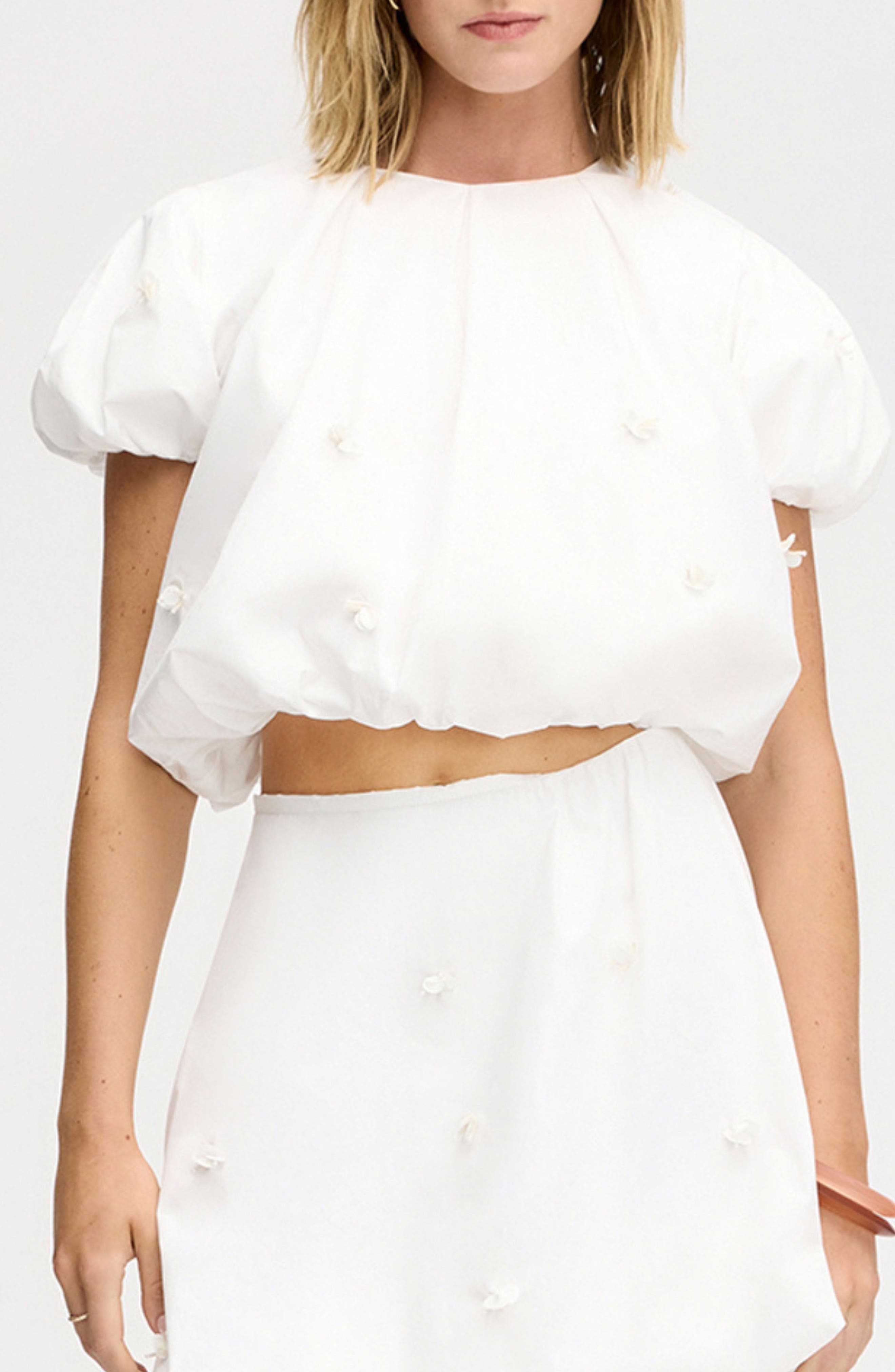 Paillette Bubble Cotton Poplin Crop Top - image 3