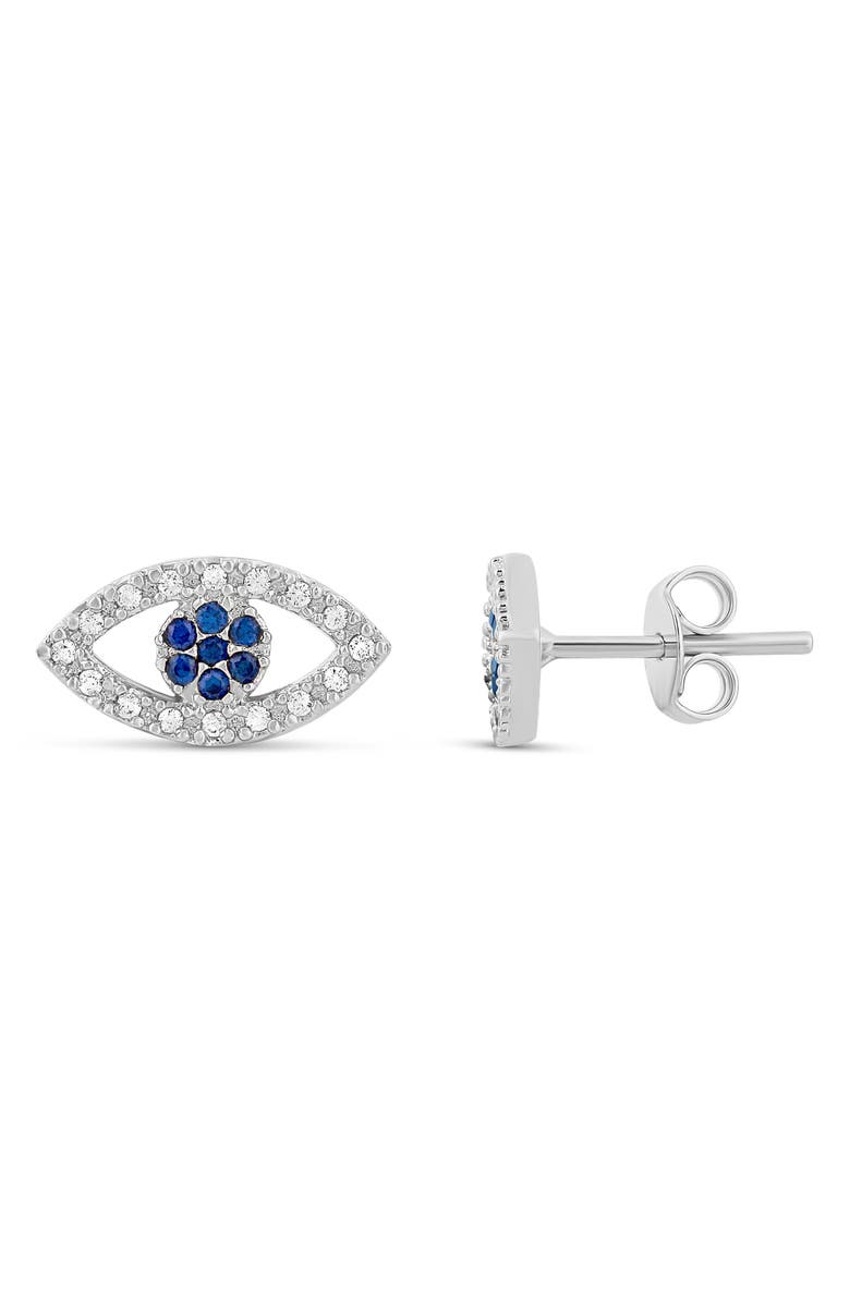 SHYMI Pavé Evil Eye Stud Earrings, Main, color, Silver