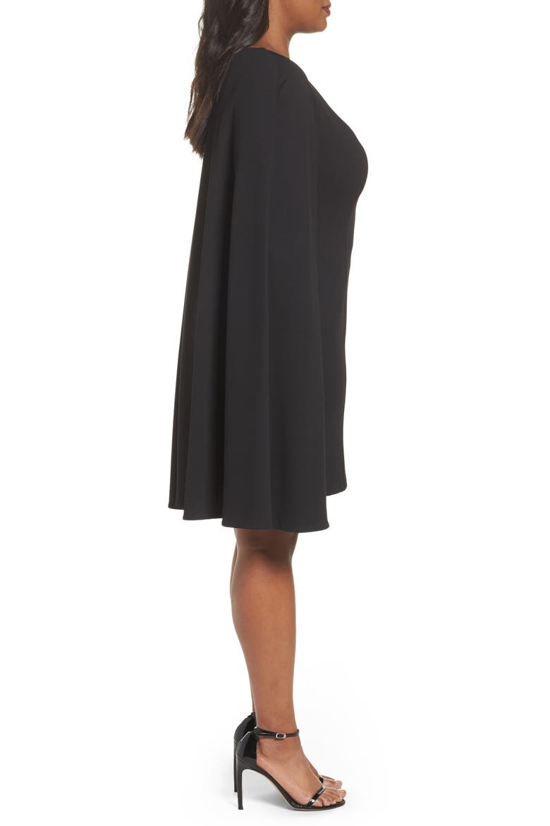 Cape Sheath Dress, Alternate, color, BLACK