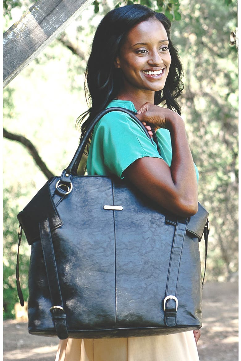 'Charlie' Diaper Bag, Alternate, color, BLACK