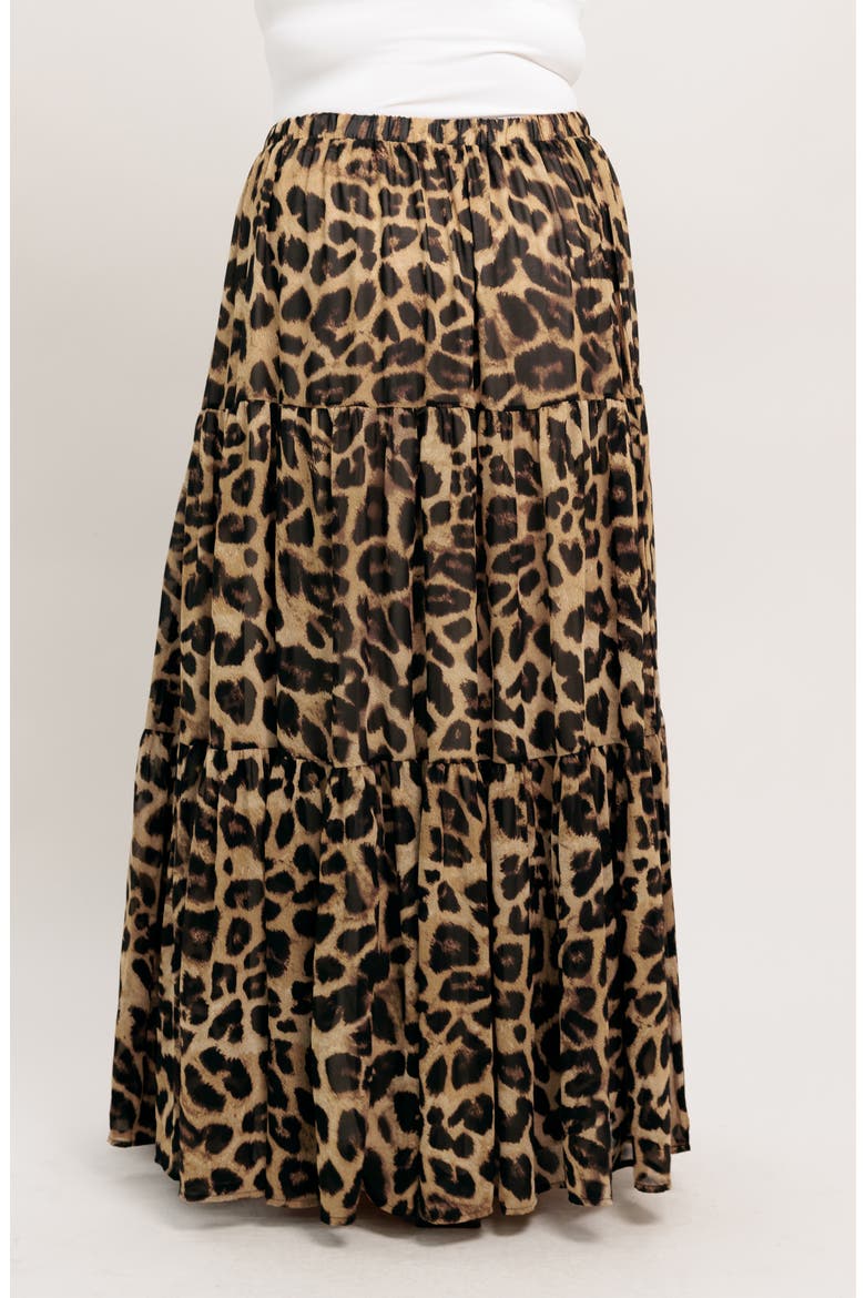 Leopard Print Tiered Maxi Skirt, Alternate, color, LEOPARD