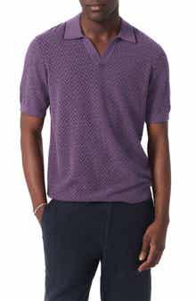 rag & bone Zuma Johnny Collar Chevron Terry Cloth Polo