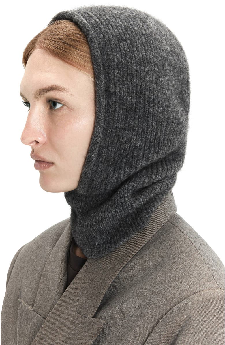 HYER GOODS Upcycled Merino Wool Ribbed Balaclava, Alternate, color, Charcoal Grey