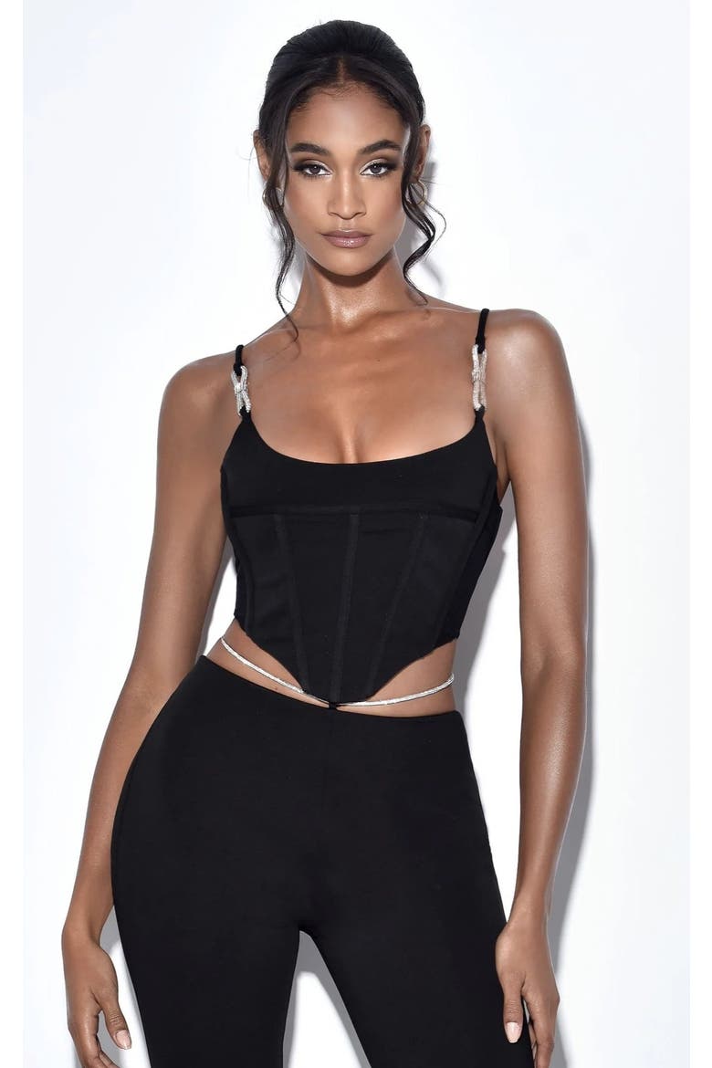 Tristyn Crystal Strap Corset Top, Main, color, Black