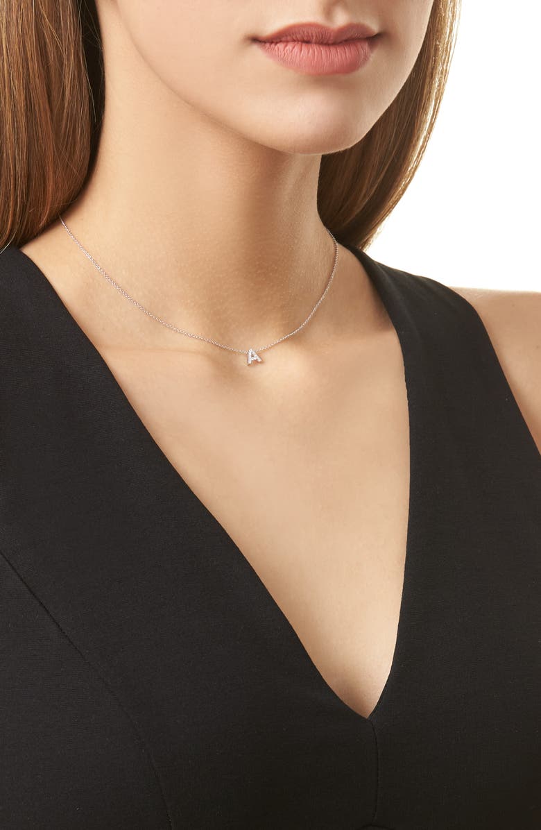 Bony Levy Diamond Pavé Initial Pendant Necklace, Alternate, color, 18K White Gold - A