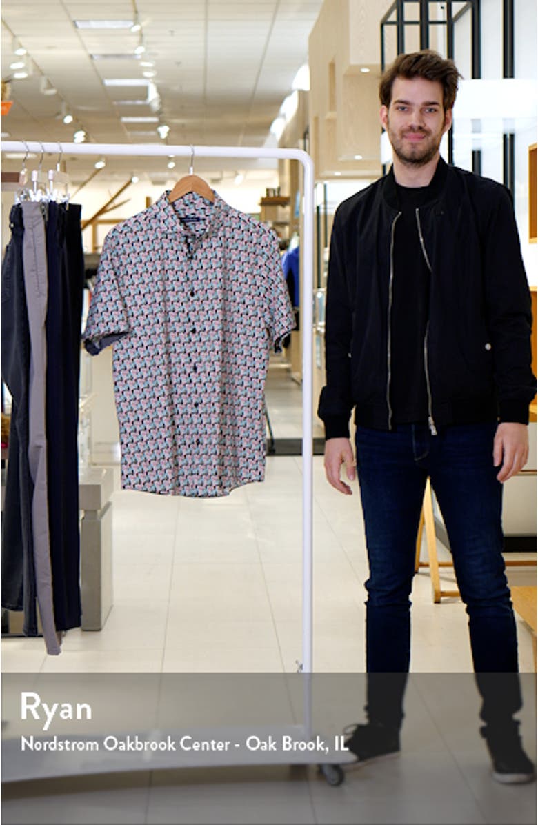 Zebra Short Sleeve Trim Fit Button-Up Shirt, sales video thumbnail