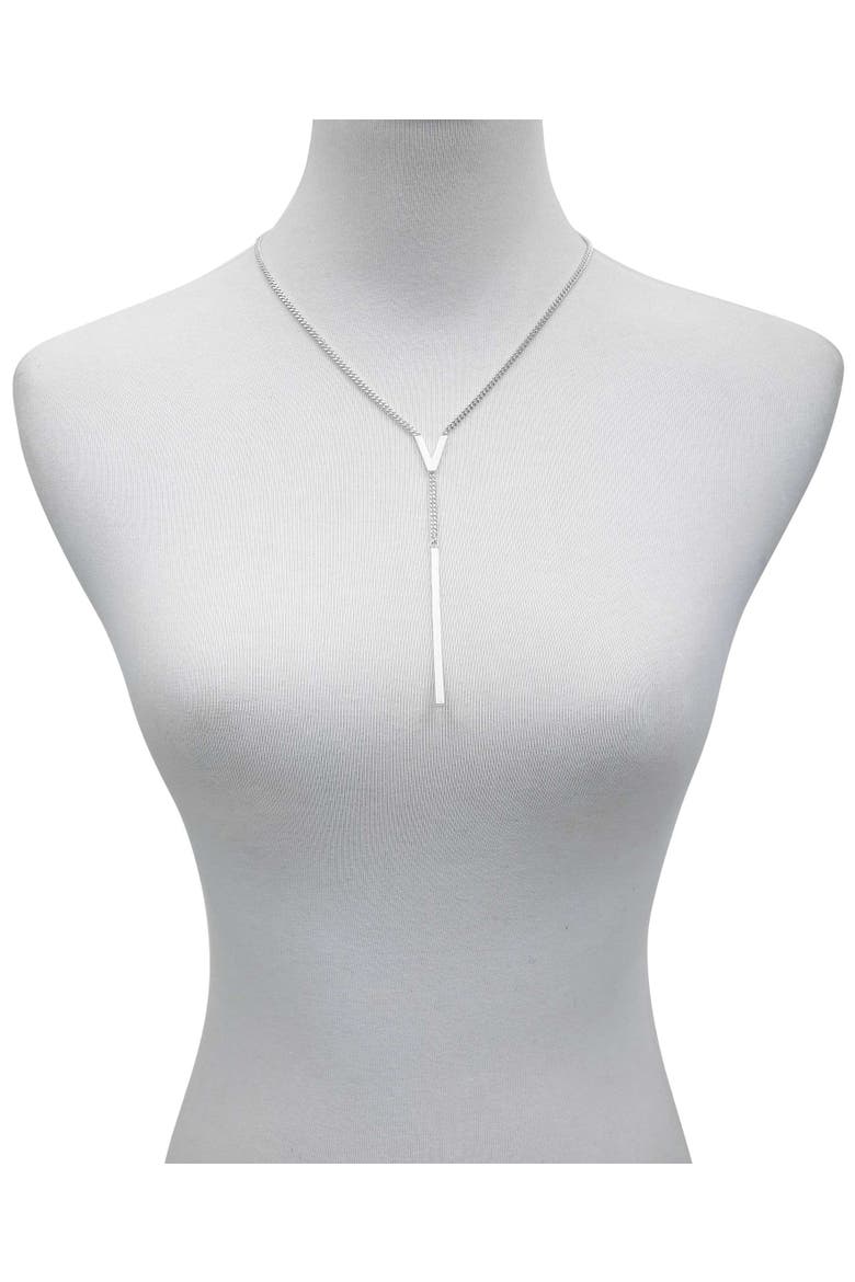 V Lariat Necklace, Alternate, color, Silver Tone