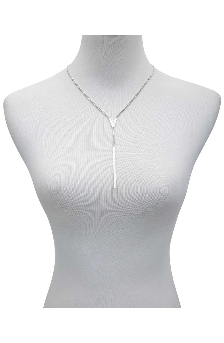 Vince Camuto V Lariat Necklace, Alternate, color, Silver Tone