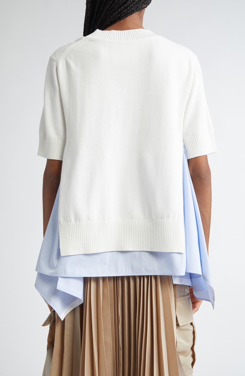 Sacai Mixed Media Poplin & Knit Top, Alternate, color, 