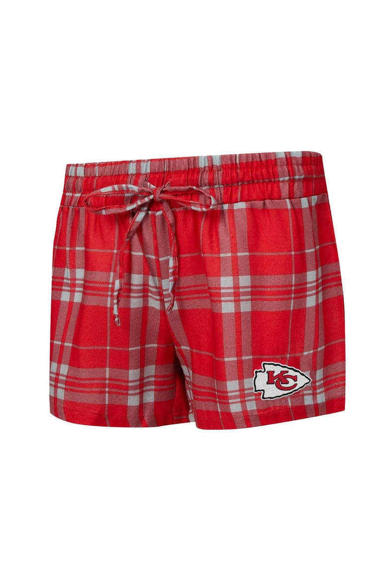 Women's Concepts Sport  Heather Gray/Red Kansas City Chiefs Regulate Plaid Long-Sleeve T-Shirt & Shorts Sleep Set, Alternate, color, Heather Gray