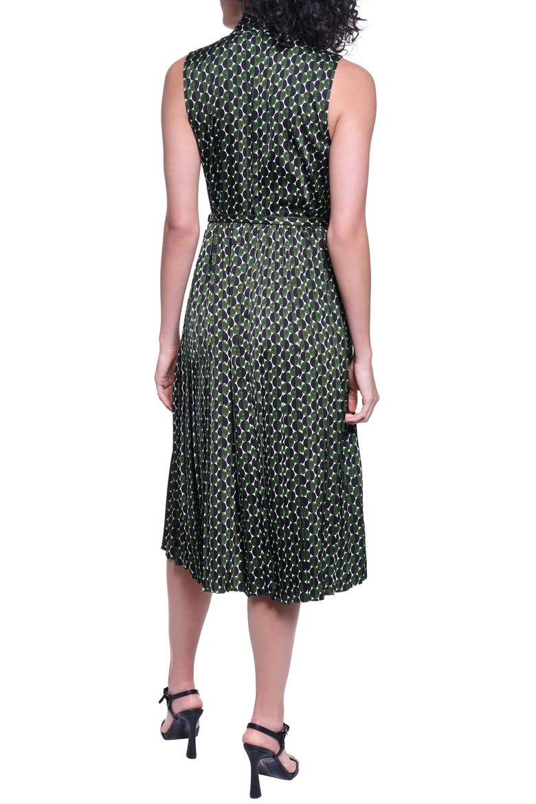Printed Belted Midi Dress, Alternate, color, BLACK OLIVE GREEN COMBO