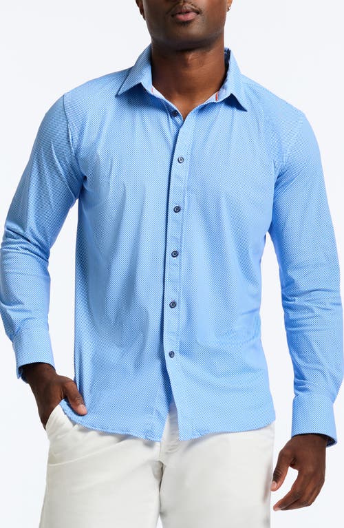 Robert Graham Leros Classic Fit Dot Print Knit Button-up Shirt In Blue
