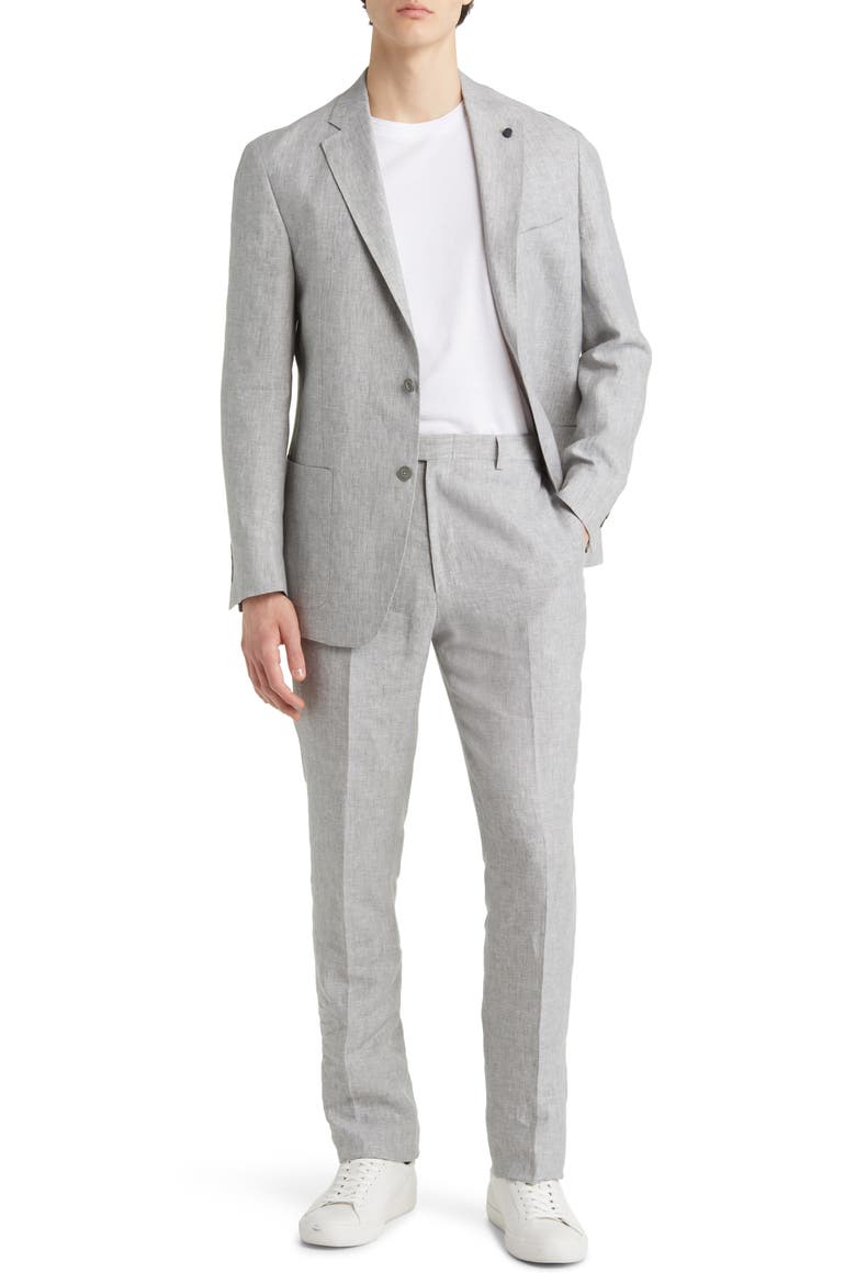 New York Super Soft Linen Suit, Main, color, GREY