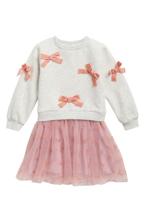Kids' Velvet Bow Tulle Dress