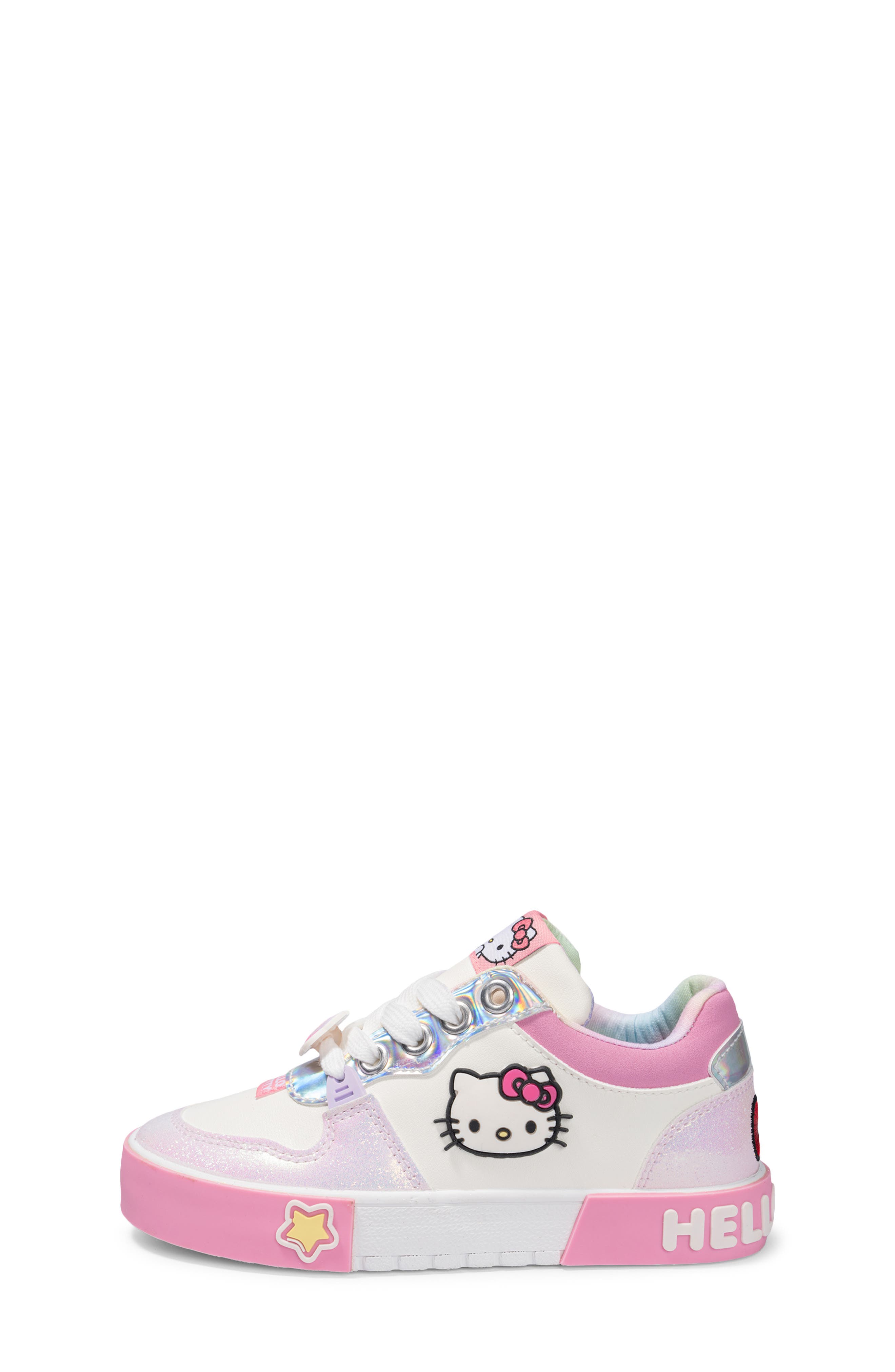 Kids' Hello Kitty Court Sneaker, Alternate, color, WHITE PINK