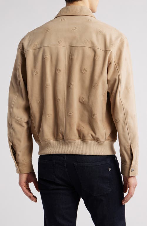 Hugo Boss Merwyn Embossed Leather Jacket In Light Beige