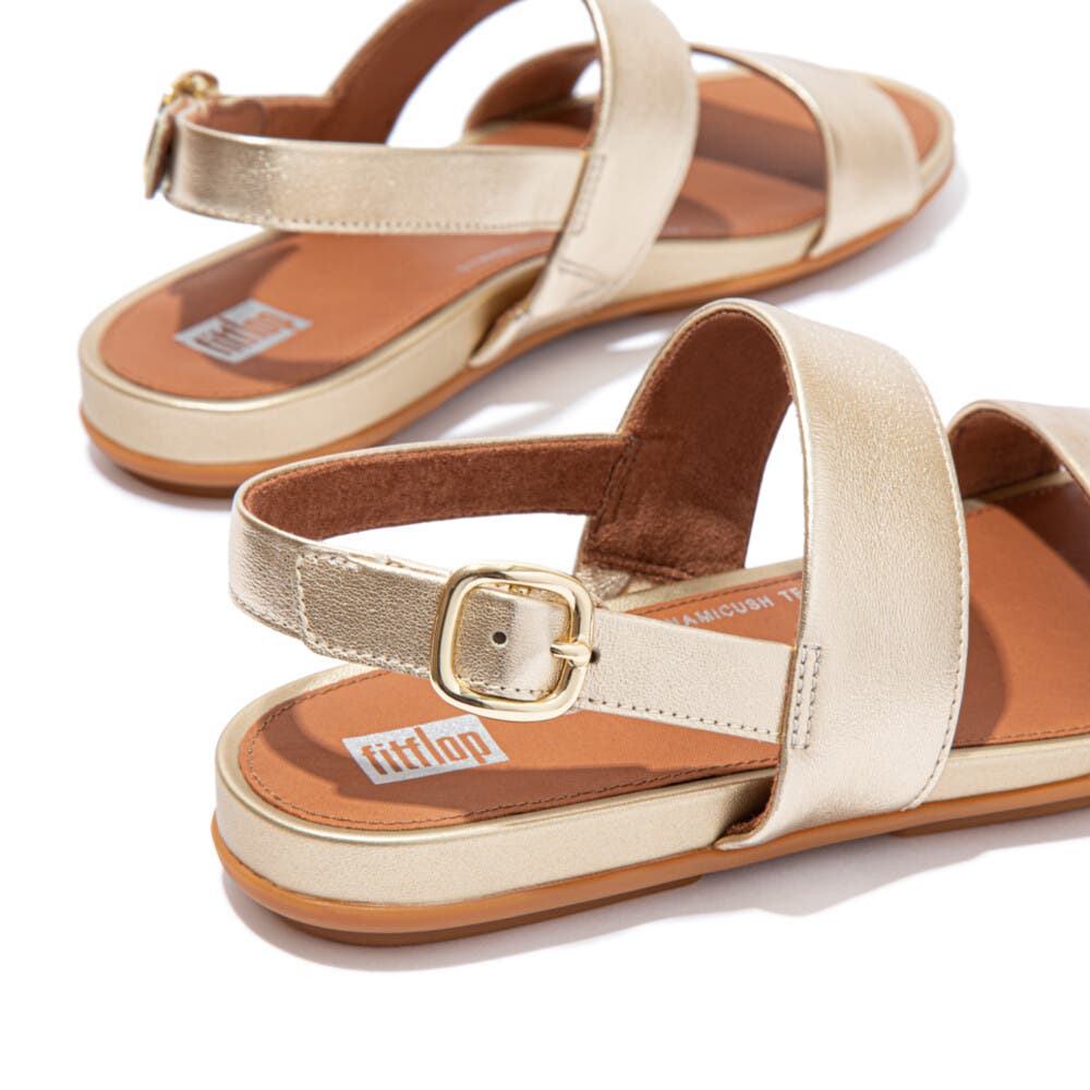 FitFlop Gracie Leather Back Strap Sandals, Alternate, color, Platino