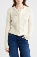 LoveShackFancy Leocadia Embellished Bow Wool Blend Cardigan