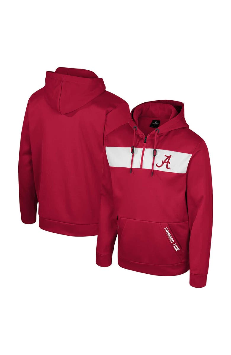 COLOSSEUM Men's Colosseum Crimson Alabama Crimson Tide Quarter-Zip Hoodie, Main, color, Crimson
