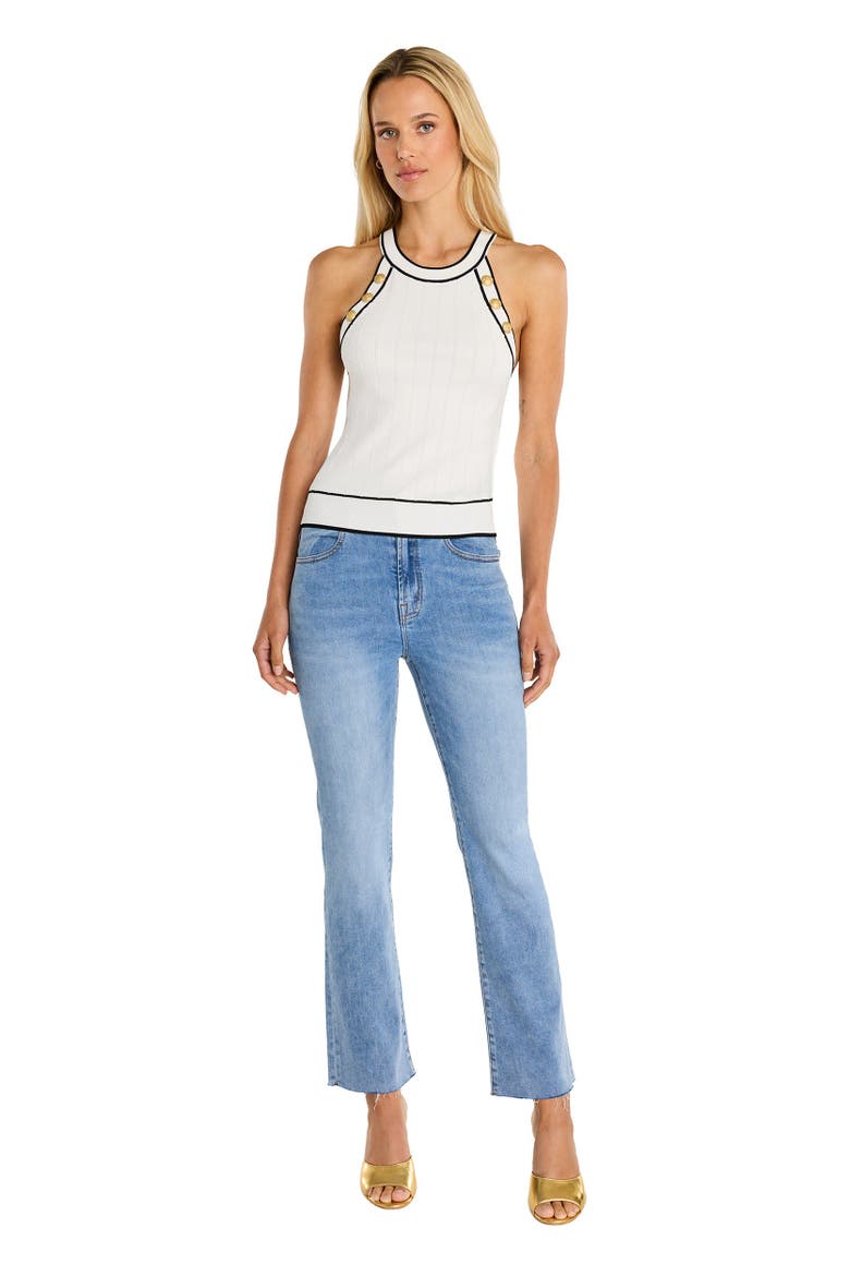 Martha Button Halter Tank, Alternate, color, white