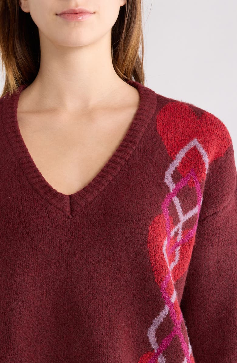 PacSun Elin Relaxed Fit Sweater, Alternate, color, Burgundy