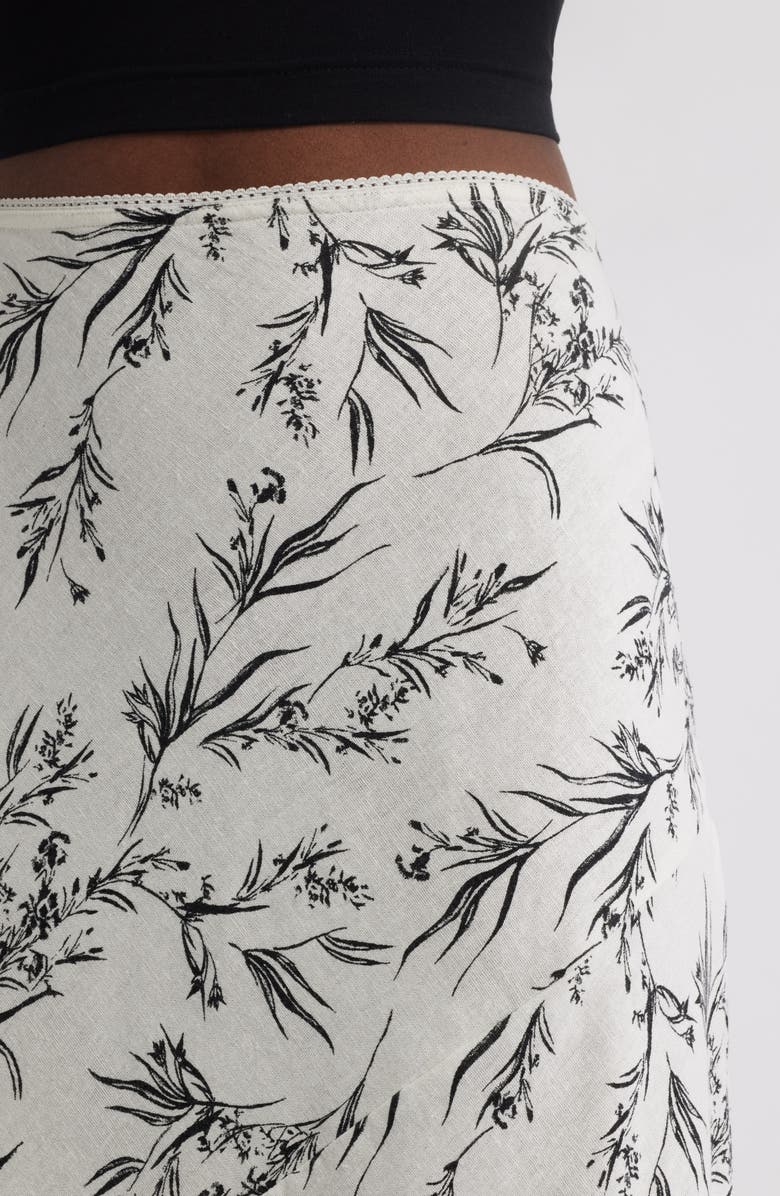 Treasure & Bond Scalloped Hem Linen Blend Maxi Skirt, Alternate, color, Ivory- Black Vineyard