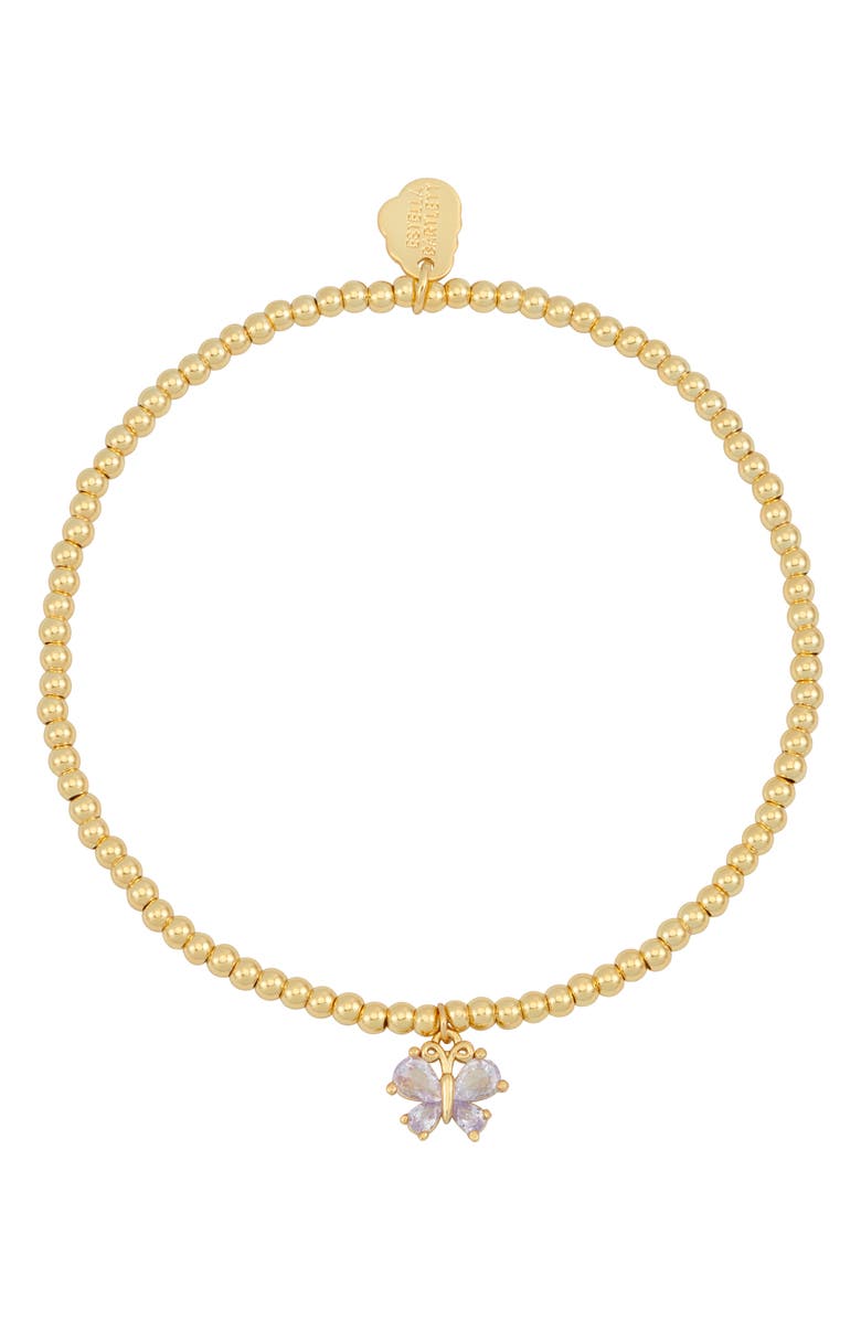 Estella Bartlett Dreamer Cubic Zirconia Butterfly Charm Bracelet, Main, color, Gold
