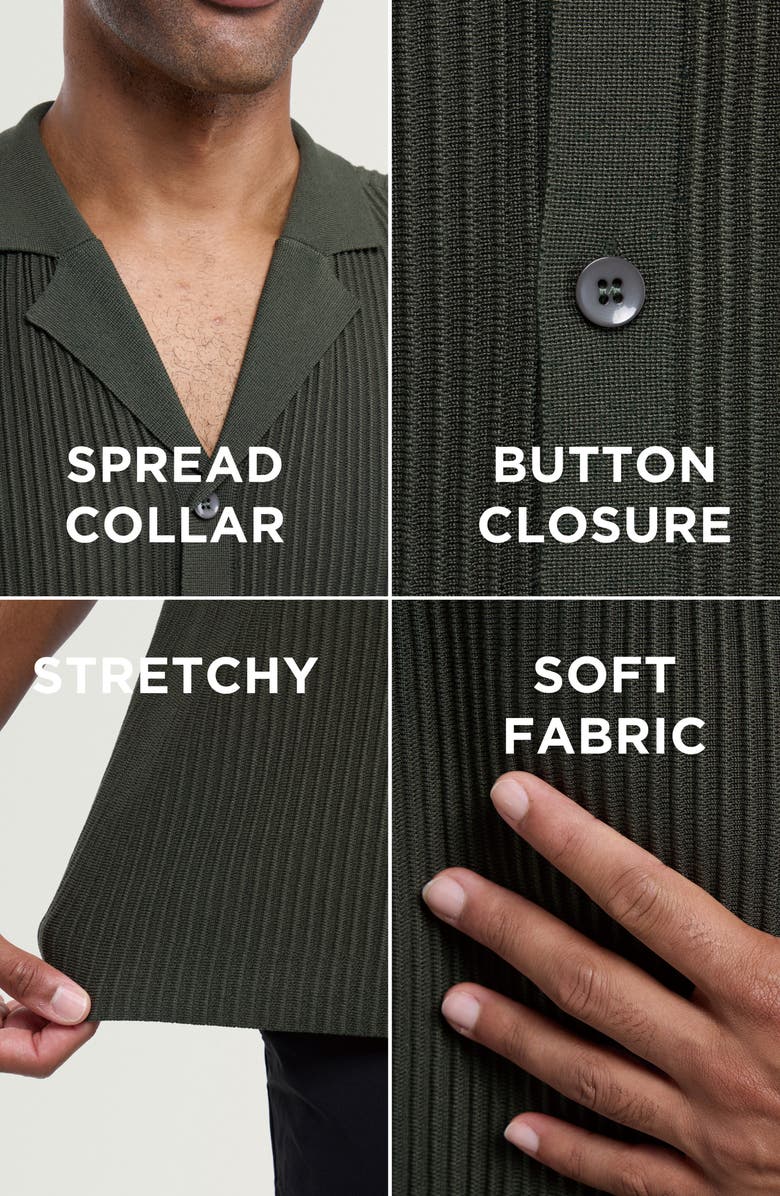 XRAY Ribbed Knit Camp Shirt, Alternate, color, Olive