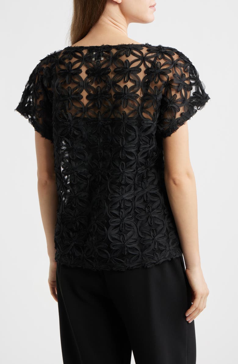 Anne Klein Floral Stitch Top, Alternate, color, Anne Black