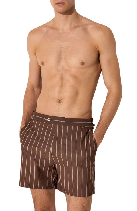 Presley Stripe Side Adjuster Swim Trunks