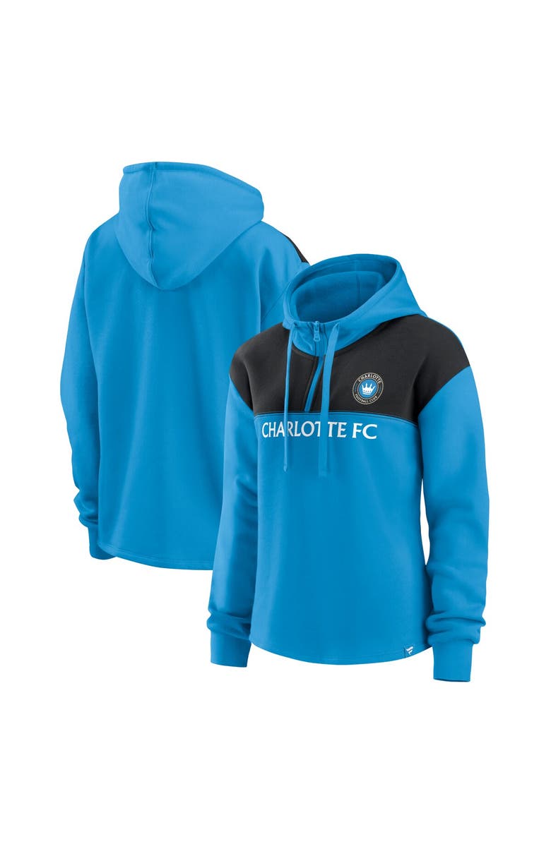 FANATICS Women's Fanatics Branded Blue Charlotte FC Fleece Quarter-Zip Hoodie, Main, color, 