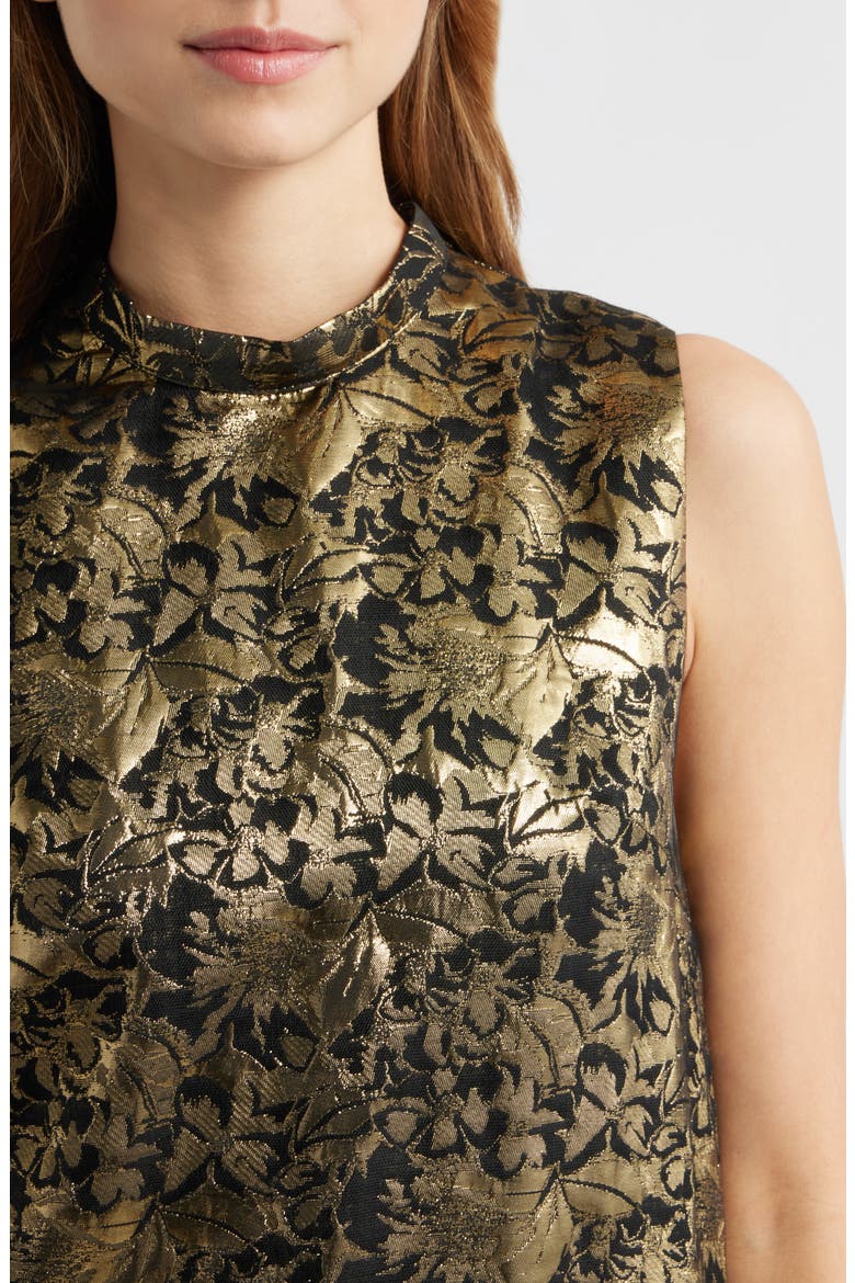 Memoria Metallic Jacquard Cocktail Dress, Alternate, color, GOLD