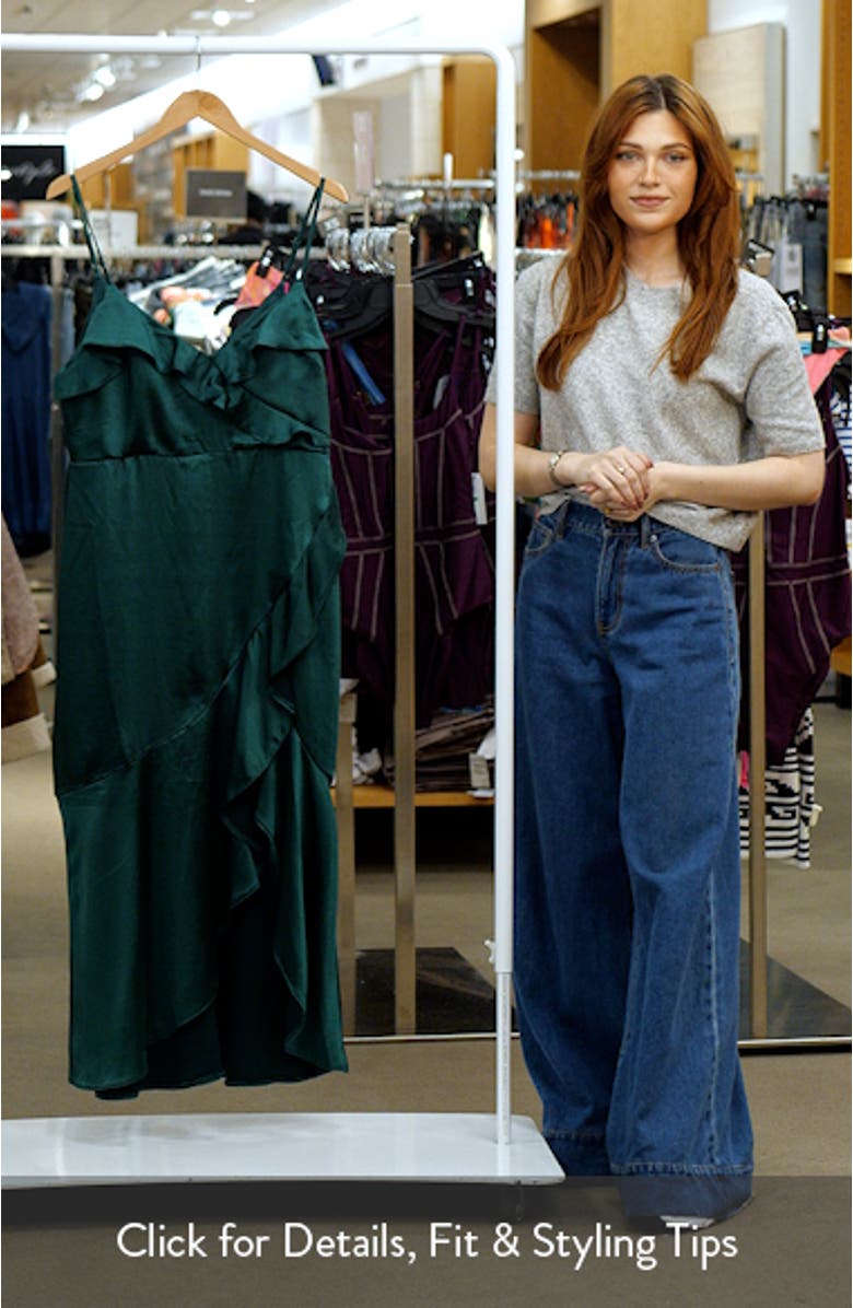 Birdie Ruffle Detail Asymmetric Satin Dress, sales video thumbnail