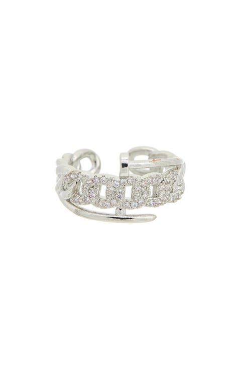 Pavé Cubic Zirconia Link Open Band Ring