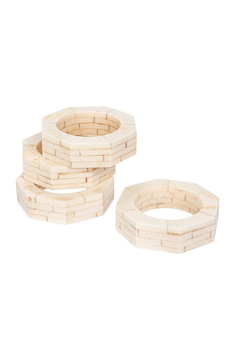 Storied Home Resin Octagon Napkin Rings, Set of 4, Main, color, Cream