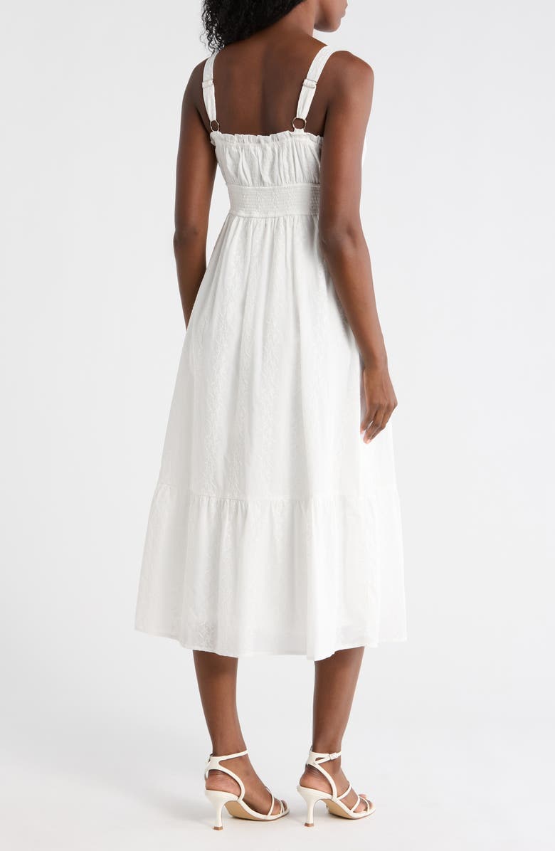 AUGUST SKY Front Bow Cotton Midi Sundress, Alternate, color, White