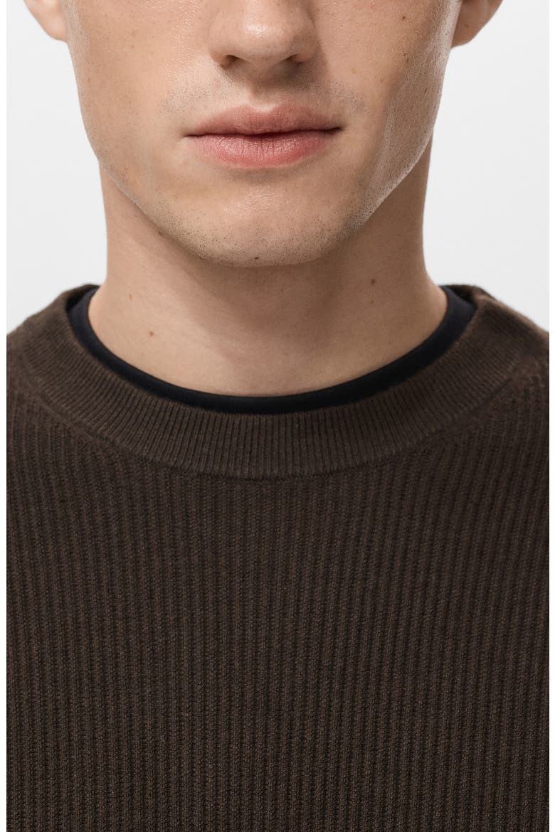 Fine Rib Cotton Blend Sweater, Alternate, color, CHOCOLATE