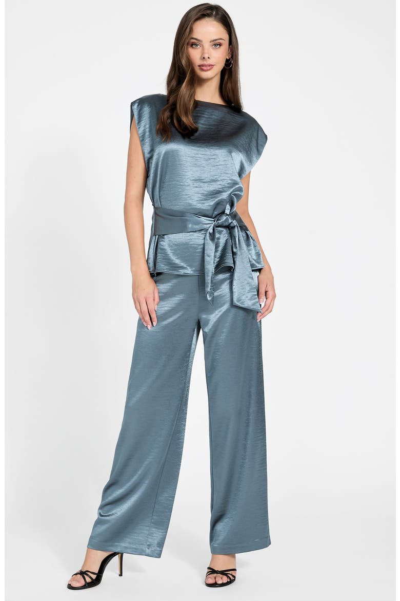 Julie High Waist Satin Pants, Alternate, color, BLUE