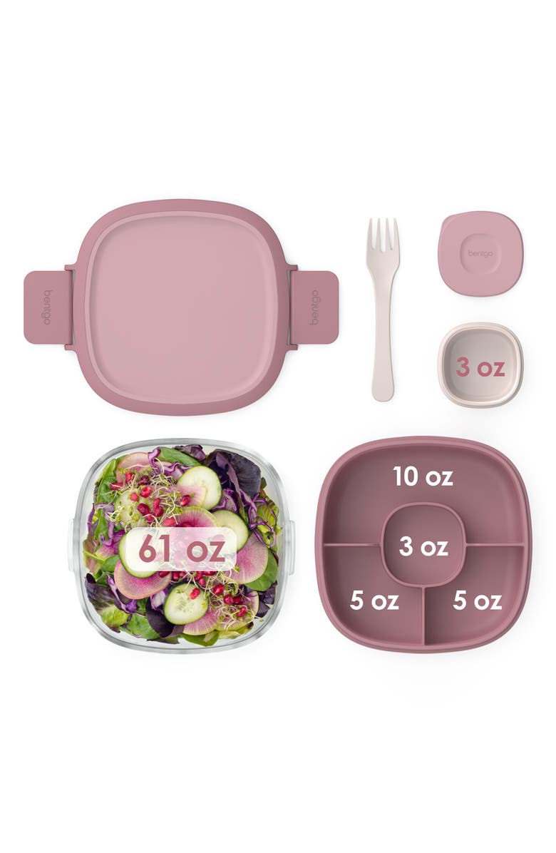 BENTGO Glass Leak Proof Dark Gray Salad Container, Alternate, color, Rose