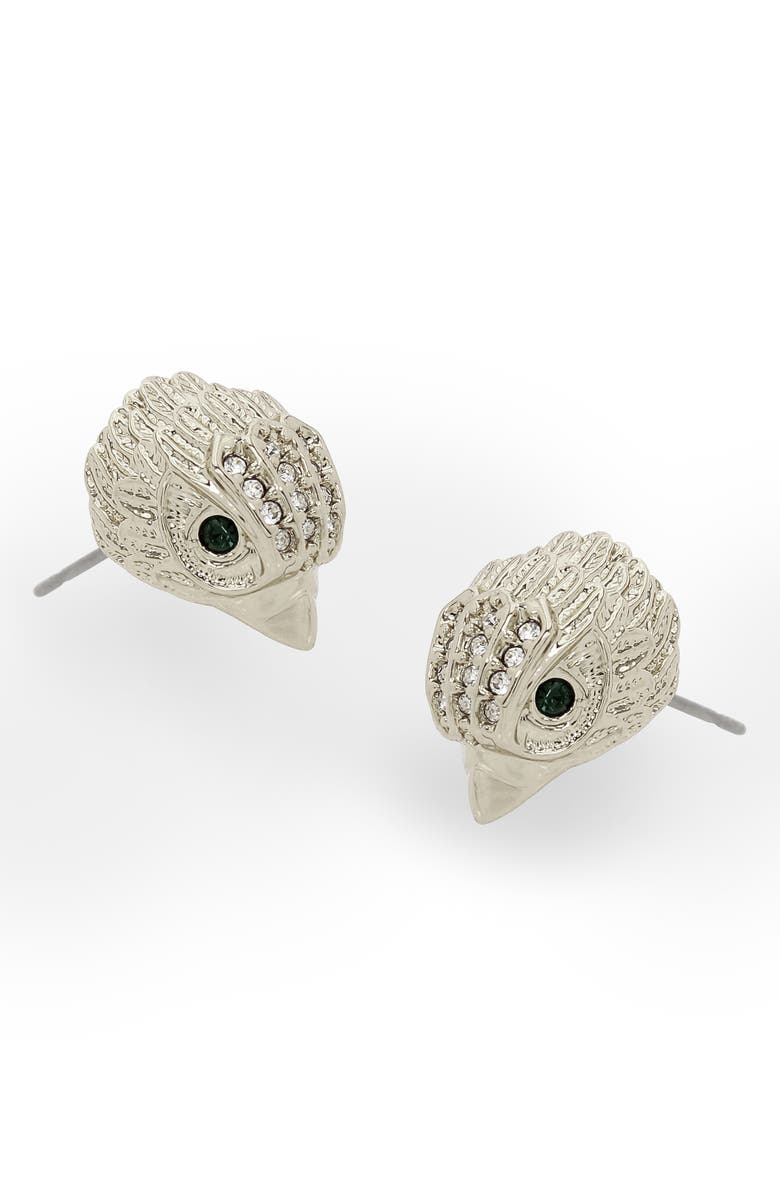 Kurt Geiger London Pavé Crystal Eagle Head Stud Earrings, Alternate, color, Rhodium