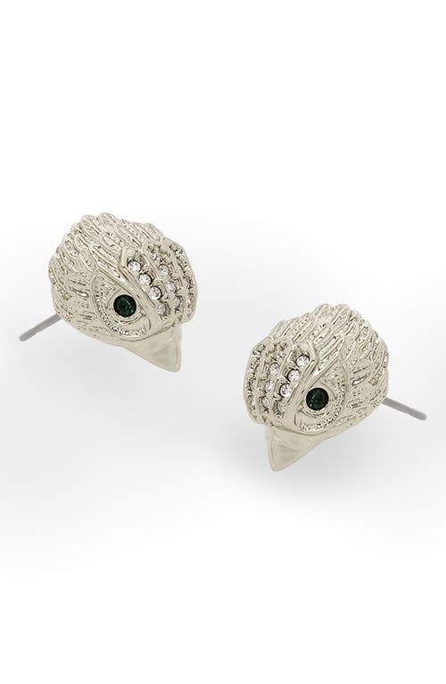 Kurt Geiger London Pavé Crystal Eagle Head Stud Earrings In Silver