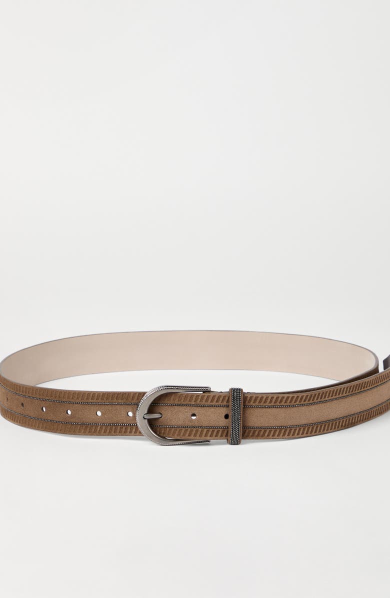 Brunello Cucinelli Suede belt, Alternate, color, Light Brown