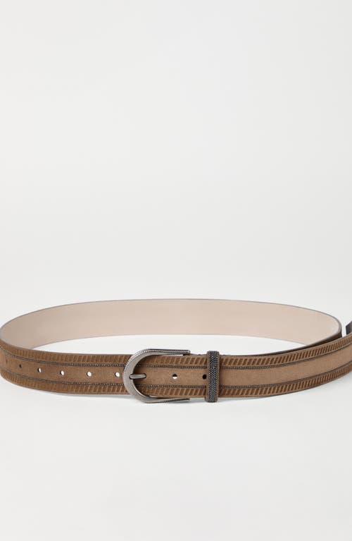 Brunello Cucinelli Suede Embellished Belt In Brown