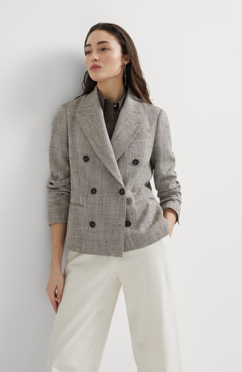 Brunello Cucinelli Double-breasted Jacket With Oversized Cut And Jewel Embroidery In Rust Brown