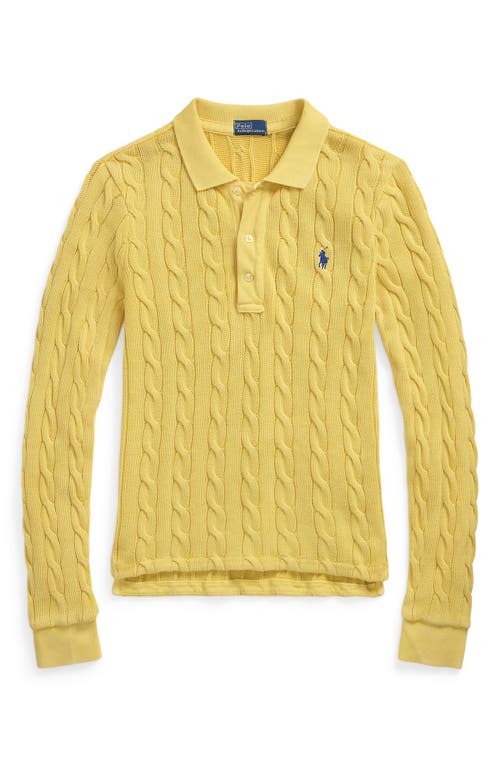 Polo Ralph Lauren Cable Long Sleeve Cotton Polo Sweater In Fall Yellow