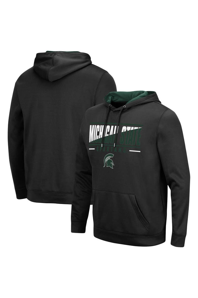 Men's Colosseum Black Michigan State Spartans Slash Stack 2.0 Pullover Hoodie, Main, color, Black