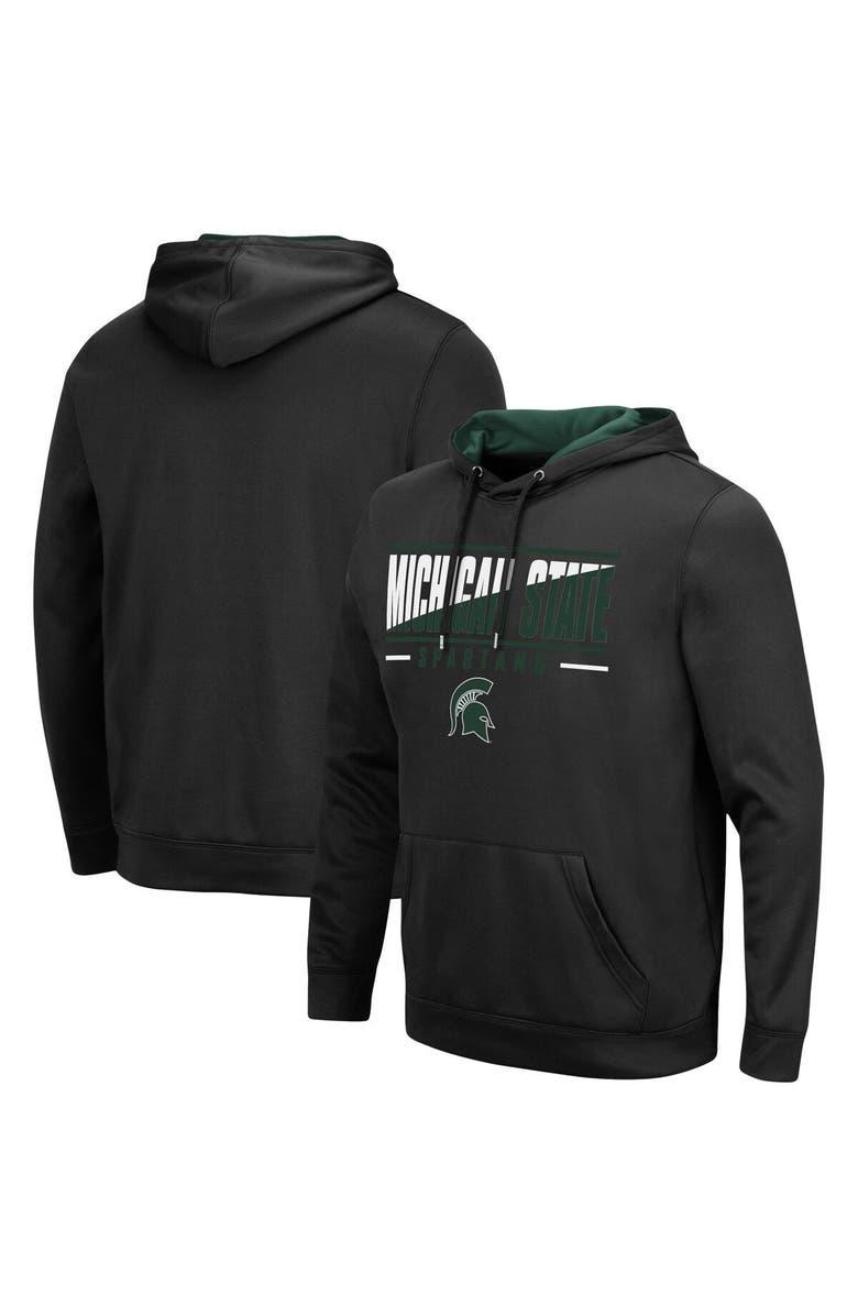 COLOSSEUM Men's Colosseum Black Michigan State Spartans Slash Stack 2.0 Pullover Hoodie, Main, color, Black