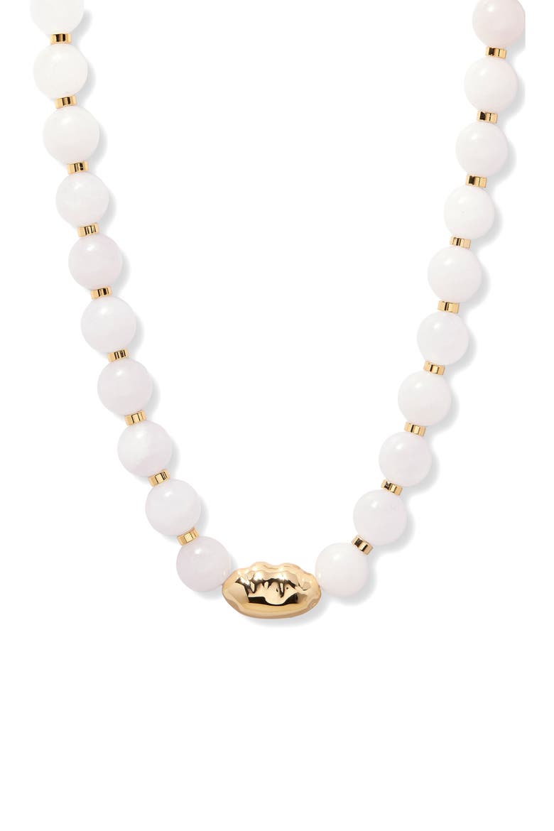 Cora Semi Precious Beaded Necklace, Main, color, GOLD/ WHITE