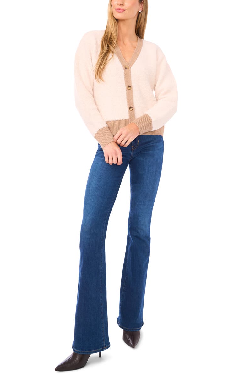 Halogen<sup>®</sup> Colorblock Loop Stitch Cardigan, Alternate, color, Cloud Cream