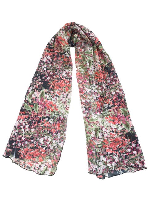 Floral Border Chiffon Shawl
